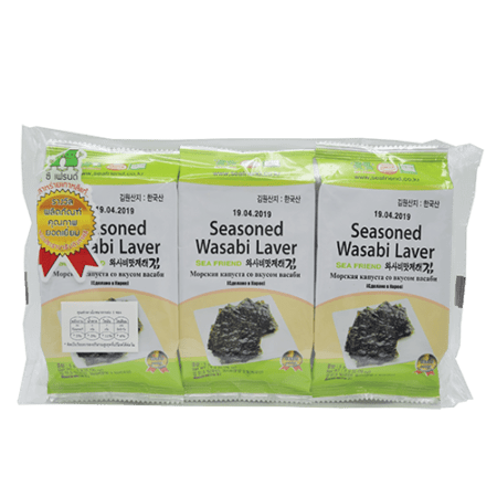 Sea Friend Wasabi Seasoned Laver (Pack) 15G (5G X 3)