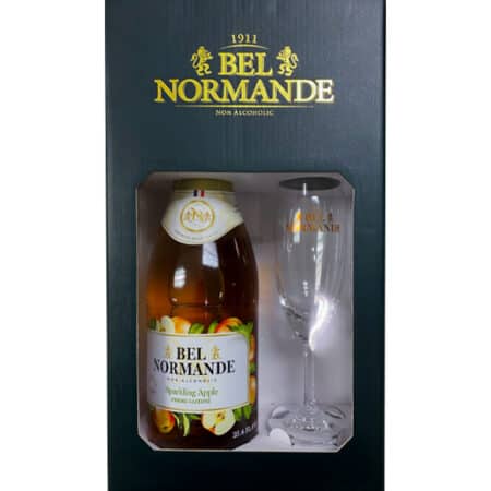 New Year Giftset Bel Normande Sparkling Apple with champagne glass